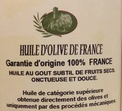 Lista de ingredientes del producto Huile d'olive vierge extra Moulin À Huile La Balméenne 