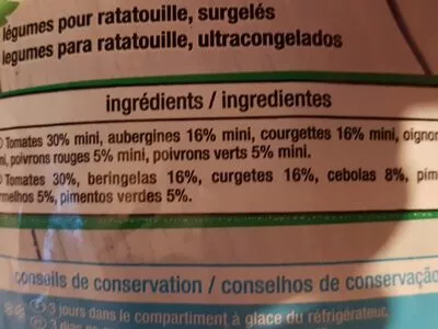 Lista de ingredientes del producto Ratatouille Auchan 