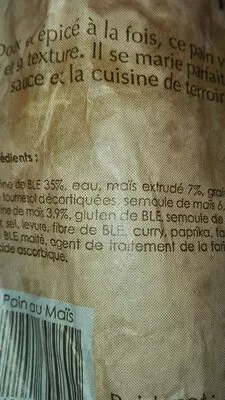 Lista de ingredientes del producto 300G Pain au Maïs Graines de Tournesol Carrefour 300 g