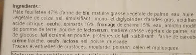 Lista de ingredientes del producto panier chèvre épinards Coeur d'or 480 g