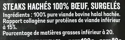 Lista de ingredientes del producto Le steak haché 100% boeuf Isla Délice 10 * 80 g (800 g)