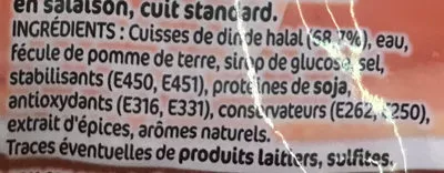 Lista de ingredientes del producto Délice de Dinde Isla Délice 200 g