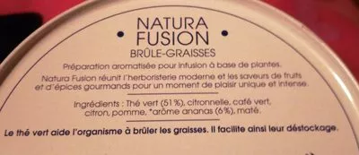 Lista de ingredientes del producto Nutrisante Natura Fusion Infusion Brûle-graisses 100G Nutrisante 100 g