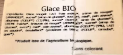 Lista de ingredientes del producto Glace BIO Nougat Terre Adélice 