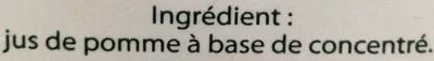 Lista de ingredientes del producto Jus de Pomme Spring Valley 20 cl