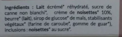 Lista de ingredientes del producto Crème glacée noisette Aquibio 500 ml