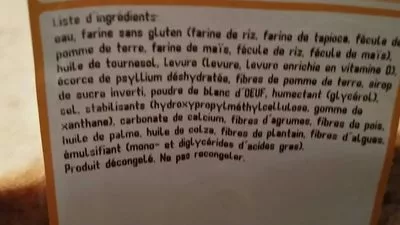 Lista de ingredientes del producto Pain de mie sans gluten Carrefour 