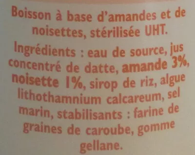 Lista de ingredientes del producto Amande pralinée Candia 50 cl