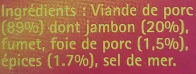 Lista de ingredientes del producto Pâté Épicé Hénaff 228 g (3 * 76 g e)