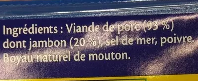 Lista de ingredientes del producto Saucisses fraîches Hénaff nature Hénaff 277 g (x 5)