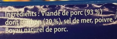 Lista de ingredientes del producto La Saucisse Nature Hénaff 250 g (x 2)