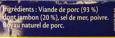 Lista de ingredientes del producto La Saucisse Nature Hénaff 500 g (x 4)