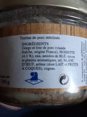 Lista de ingredientes del producto Verrine de Savoie aux noisettes Saveurs des Alpes 180 g