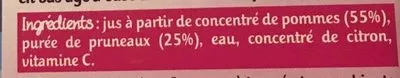 Lista de ingredientes del producto Ma 1ère Boisson aux Fruits Pomme-Pruneau Picot 260 ml (2 * 130 ml)