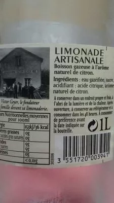 Lista de ingredientes del producto Limonade Lorina 1 L