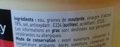 Lista de ingredientes del producto Moutarde de Dijon Transgourmet 1 kg