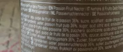 Lista de ingredientes del producto Nectar Fruit De La Passion Alain milliat 