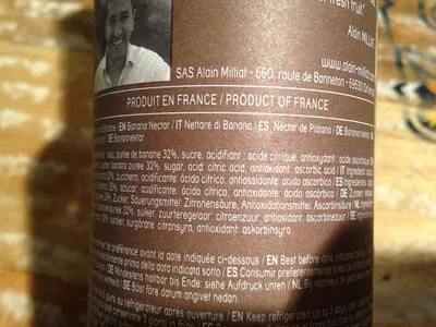 Lista de ingredientes del producto Nectar Banane Alain milliat 