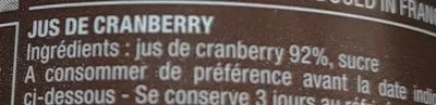 Lista de ingredientes del producto Jus cranberry Alain Milliat 200 ml