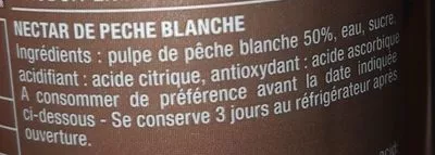 Lista de ingredientes del producto Nectar pêche blanche Alain Milliat 200 ml