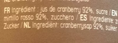 Lista de ingredientes del producto Jus cranberry Alain Milliat 330 ml