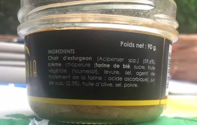 Lista de ingredientes del producto Rillettes d'esturgeon Sturia 