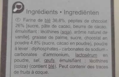 Lista de ingredientes del producto Cookies Choco Carrefour 200 g