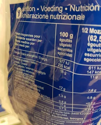 Lista de ingredientes del producto Mozzarella Carrefour 3 x 125 g