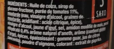 Lista de ingredientes del producto Sauce Hamburger. saxo Saxo 