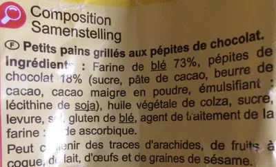 Lista de ingredientes del producto Petits pains grillés Carrefour 200 g