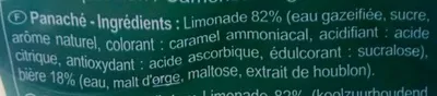 Lista de ingredientes del producto Panaché Carrefour 6 x 33 cl