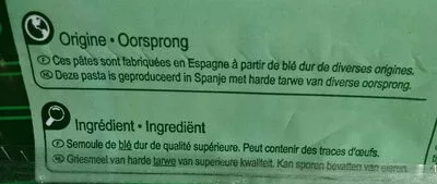 Lista de ingredientes del producto Spaghetti Carrefour 1 kg