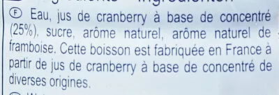 Lista de ingredientes del producto Boisson Saveur Cranberry Carrefour 1 l