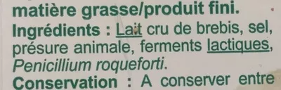 Lista de ingredientes del producto Roquefort Carrefour Discount, CMI (Carrefour Marchandises Internationales), Groupe Carrefour 150 g