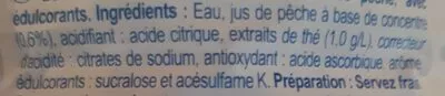 Lista de ingredientes del producto Thé glacésaveur pêche Produits Blancs, Carrefour 2 l