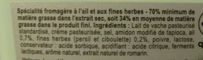 Lista de ingredientes del producto Dés  Ail et Fines herbes Carrefour 120 g