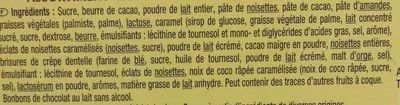 Lista de ingredientes del producto Assortiment de chocolats au lait Esprit de Fête,  Carrefour 220 g