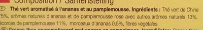 Lista de ingredientes del producto Thé vert ananas pamplemousse Carrefour 37,5 g