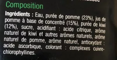 Lista de ingredientes del producto Jus Pomme Kiwi Carrefour 1 L e