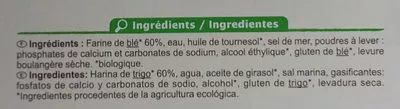 Lista de ingredientes del producto Pâte à pizza Carrefour bio 260 g