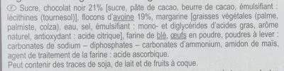 Lista de ingredientes del producto Galettes à l'avoine  Au chocolat noir Carrefour 150 g