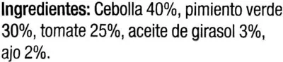 Lista de ingredientes del producto Mezcla de hortalizas para sofrito Carrefour Carrefour 450 g