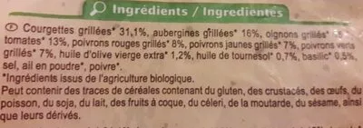 Lista de ingredientes del producto Poêlée de légumes grillés Carrefour bio 600 g