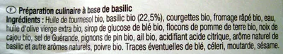 Lista de ingredientes del producto Sauce Pesto vert Carrefour Bio, Carrefour 190 g