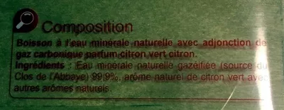 Lista de ingredientes del producto Les aromatisées- Intensément pétillante saveur Citron vert Citron Carrefour 1 l