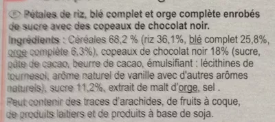 Lista de ingredientes del producto Stylesse chocolat noir Carrefour 500 g