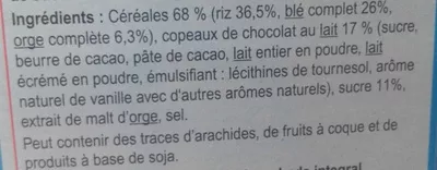 Lista de ingredientes del producto Stylesse chocolat au lait Carrefour 500 g