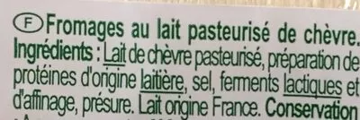 Lista de ingredientes del producto Cabécou Carrefour 105 g