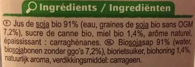 Lista de ingredientes del producto Boisson au soja saveur miel Carrefour, Groupe Carrefour 1 litre