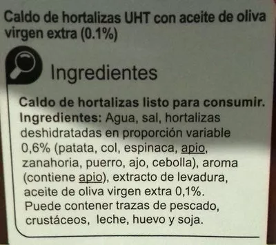 Lista de ingredientes del producto Caldo verduras Carrefour 1 l